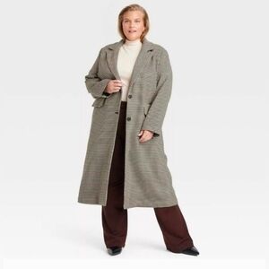 A New Day Women's Faux Wool Topcoat Black/Tan Houndstooth